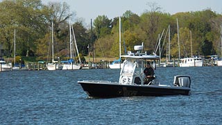 [photo, Research boat, Patuxent River, Chesapeake Biological Laboratory, Solomons, Maryland]